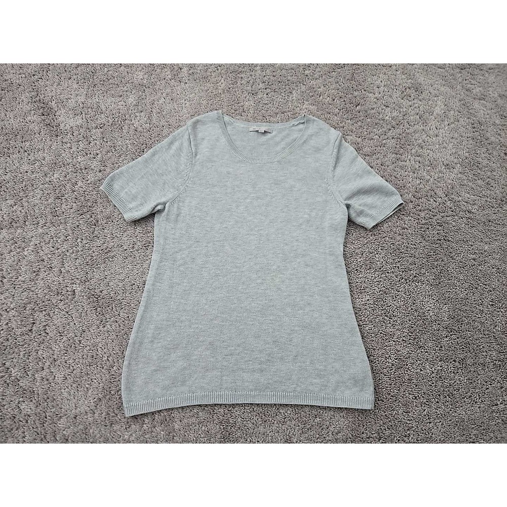GAP Top Womens Large Gray Short Sleeve Scoop Neck Knit Casual